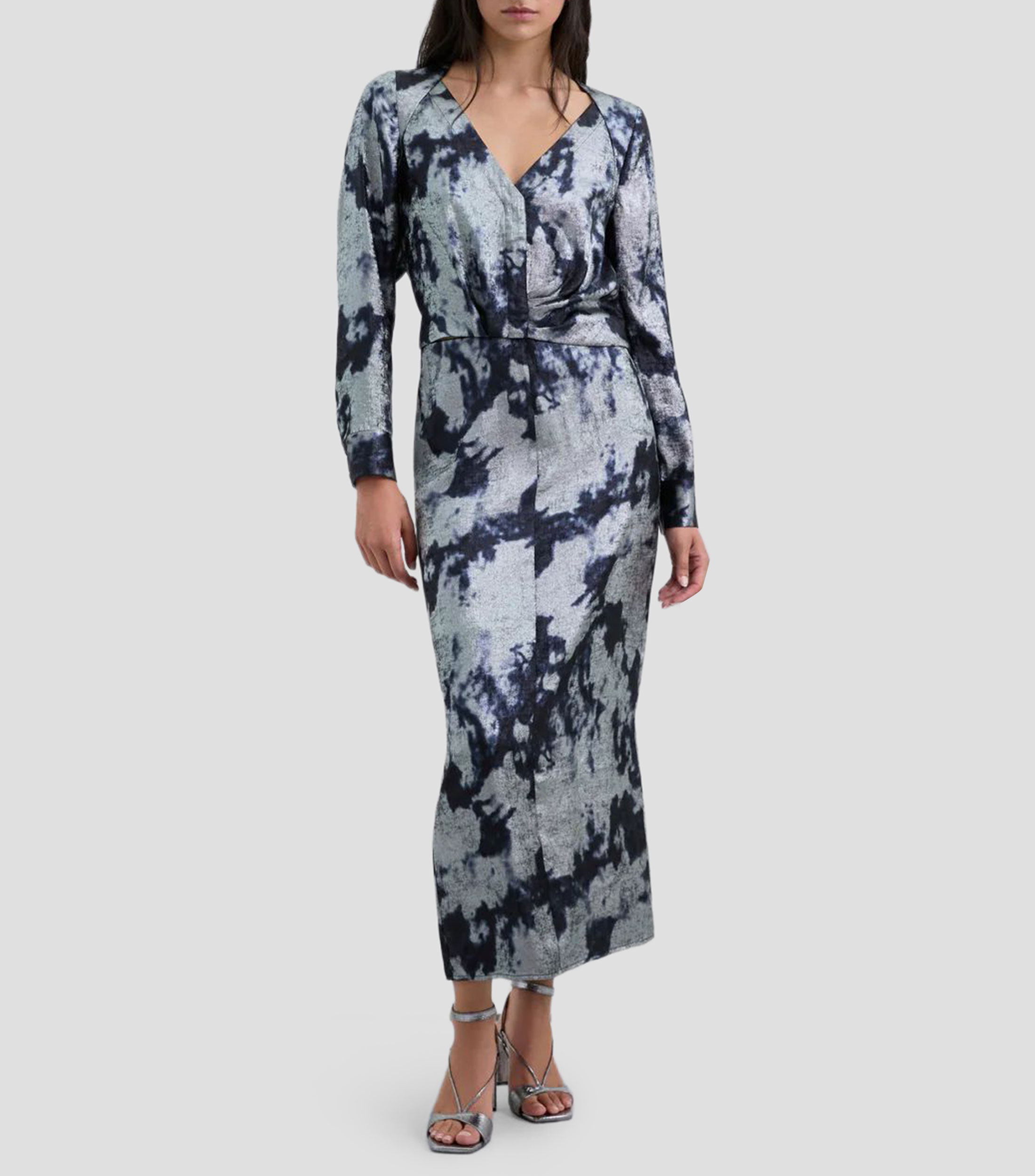 Blusa con estampado manga larga Mujer